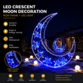 Commercial Holiday Lighting Solutions 3D LED Crescent Moon Decoration | Style B: Premium Blue & White Star-Filled Celestial Landmark