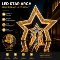 Commercial Holiday Lighting Solutions Walk-Through 3D LED Star Arch Style 4 | Premium Golden Five-Point Celestial Plaza Gateway Landmark