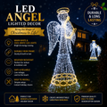 Commercial Holiday Lighting Solutions 3D LED Illuminated Angel Motif | Premium Outdoor Trumpeting Angel Holiday Centerpiece