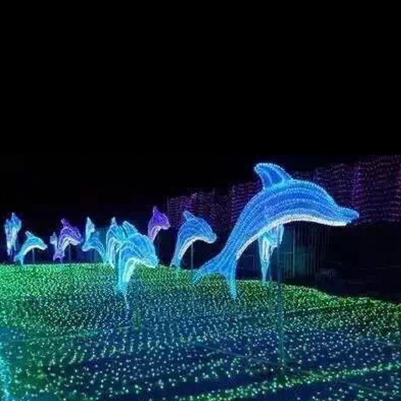 Grand Ocean Theme LED Motif Lights - Waterproof Outdoor 3D Whale, Dolphin, and Festival Galleon Ship Displays for Street & Park Attractions
