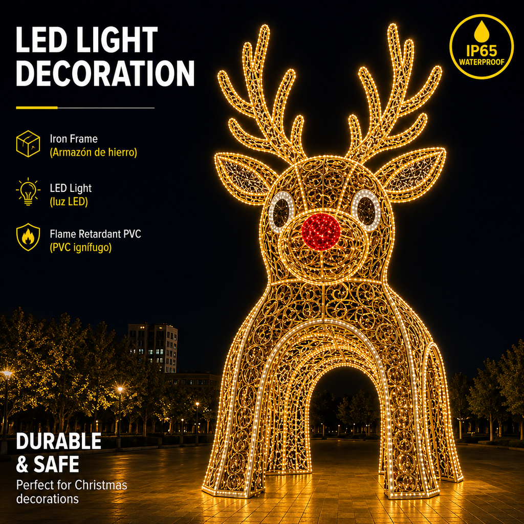 Renos LED Gigantes Comerciales al por Mayor para Exhibiciones de Días Festivos al Aire Libre - Soluciones de Iluminación Comercial para Centros Comerciales, Parques Temáticos y Eventos