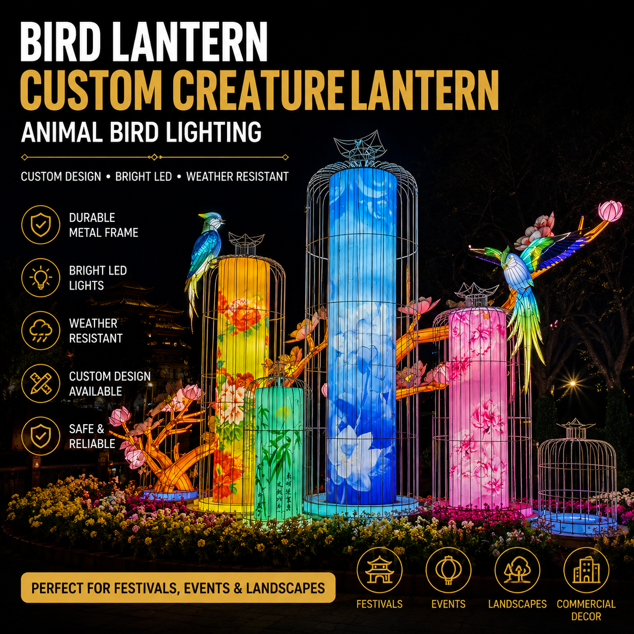 Bespoke Bird & Creature Lanterns | Professional Illuminated Wildlife Art