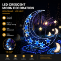 Commercial Holiday Lighting Solutions 3D LED Crescent Moon Decoration | Style E: Premium Dual-Arc Blue Star-Lined Celestial Landscape Landmark