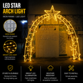 Commercial Holiday Lighting Solutions Walk-Through 3D LED Golden Star Array Arch | Premium Celestial Constellation Gateway Motif Landmark