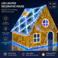 Commercial Holiday Lighting Solutions Giant 3D LED Decorative House Display | Premium 6-Meter Starry Cozy Cottage Plaza Walk-Through Landscape Landmark