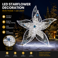 Commercial Holiday Lighting Solutions 3D LED Starflower Decoration | Premium White Botanical Festival Landscape Landmark