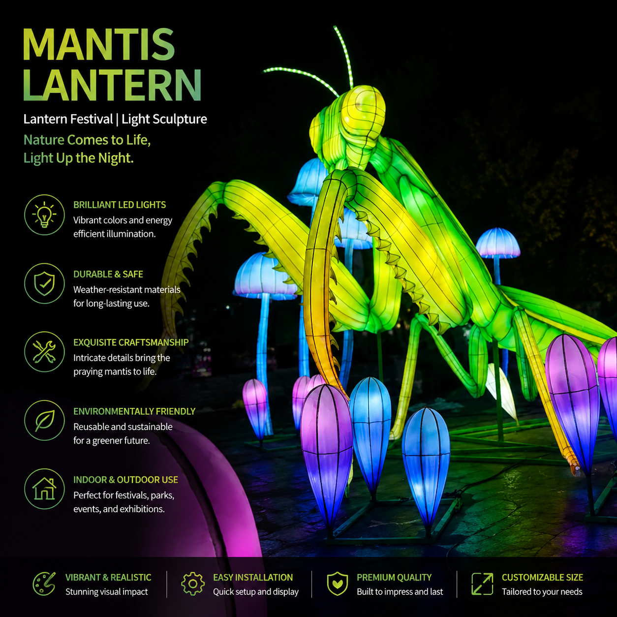 Bespoke Mantis Lanterns | Professional Nature-Inspired Light Sculptures
