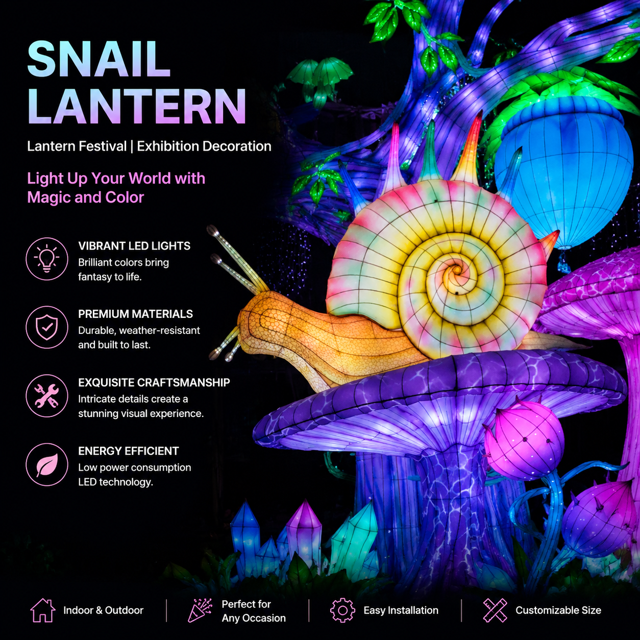 Bespoke Snail Lanterns | Professional Illuminated Displays for Festivals & Exhibitions