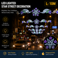 Commercial Holiday Lighting Solutions Giant LED Cross-Street Motif | Premium 10-Meter Celestial Starburst Canopy Sky Festival Over-the-Road Architectural Garland Illumination