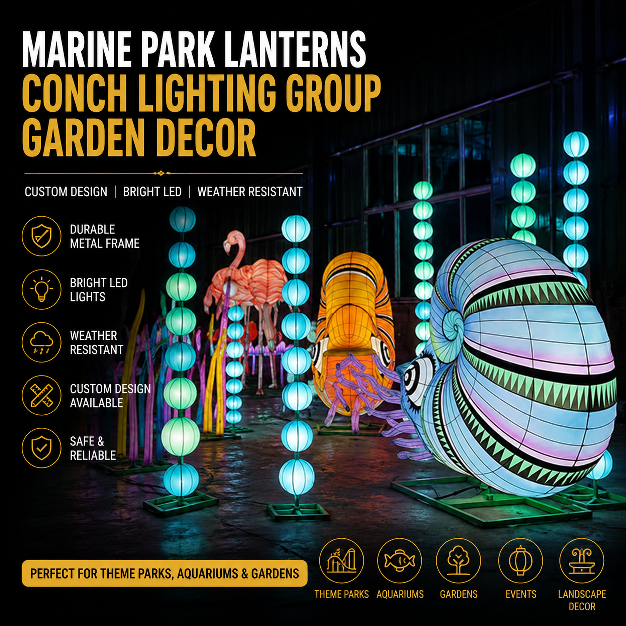 Bespoke Marine & Conch Theme Lanterns | Professional Underwater Landscape Lighting
