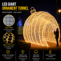 Commercial Holiday Lighting Solutions Walk-Through 3D LED Golden Bauble Tunnel | Premium Giant Festive Ornament Gateway Landmark