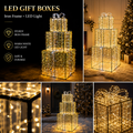 Commercial Holiday Lighting Solutions 3D LED Tiered Gift Box Tower | Premium Giant Stacked Present Motif Display