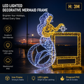 Commercial Holiday Lighting Solutions Giant 3D LED Decorative Mermaid Frame | Premium 3-Meter Nautical Coastal Plaza Interactive Walk-Through Photo-Op Landmark