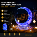 Commercial Holiday Lighting Solutions 3D LED Crescent Moon Decoration | Style C: Premium Blue & White Ice-Crackle Mesh Celestial Landmark