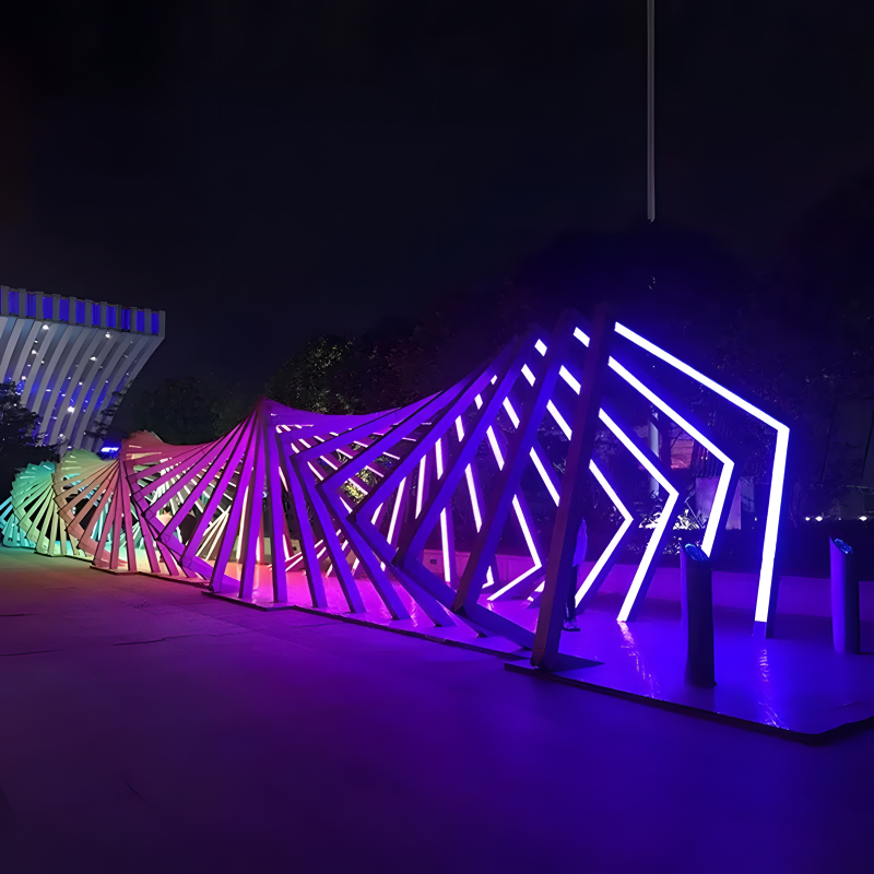 Custom Multi-Function LED Arch Tunnel Lights - IP65 Outdoor Waterproof Multi-Color Geometric Rainbow & Heart Archways for Events, Festivals, and Plazas
