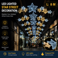 Commercial Holiday Lighting Solutions Giant LED Cross-Street Motif | Premium 8-Meter Infinite Starburst Canopy Sky Festival Over-the-Road Architectural Garland Illumination