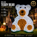 Commercial 3D LED Sitting Teddy Bear Sculpture | Flame-Retardant PVC Outdoor Light Display