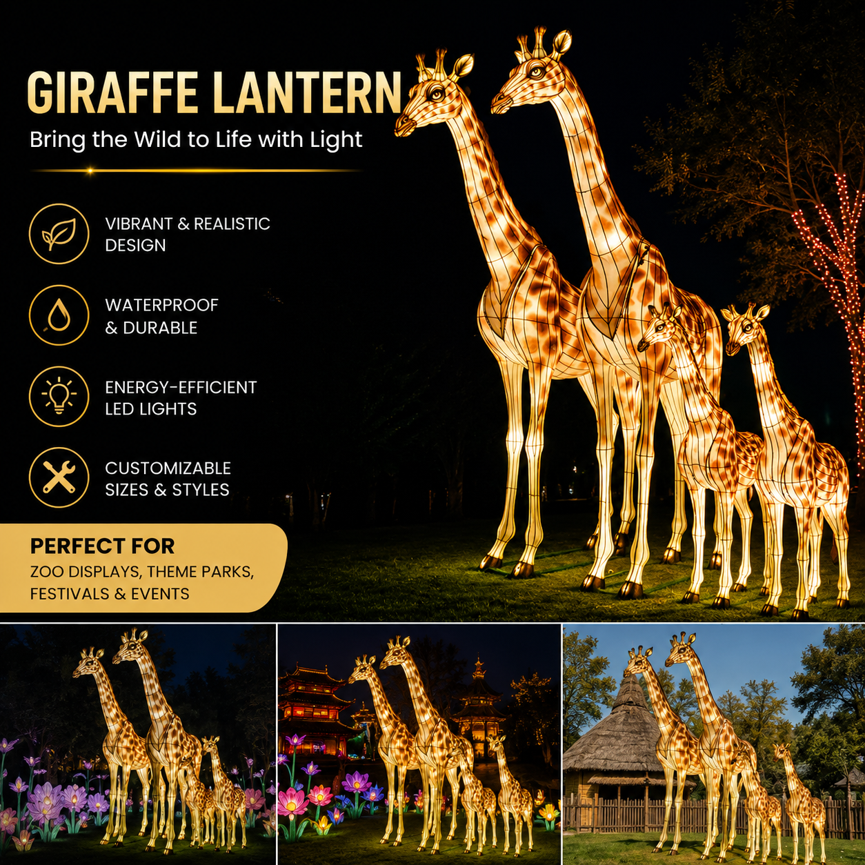 Bespoke Giraffe Lanterns | Professional Wildlife Displays for Immersive Exhibits