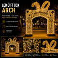 Commercial Holiday Lighting Solutions 3D LED Gift Box Arch "Feliz Navidad" | Premium Giant Walk-Through Present Motif Display