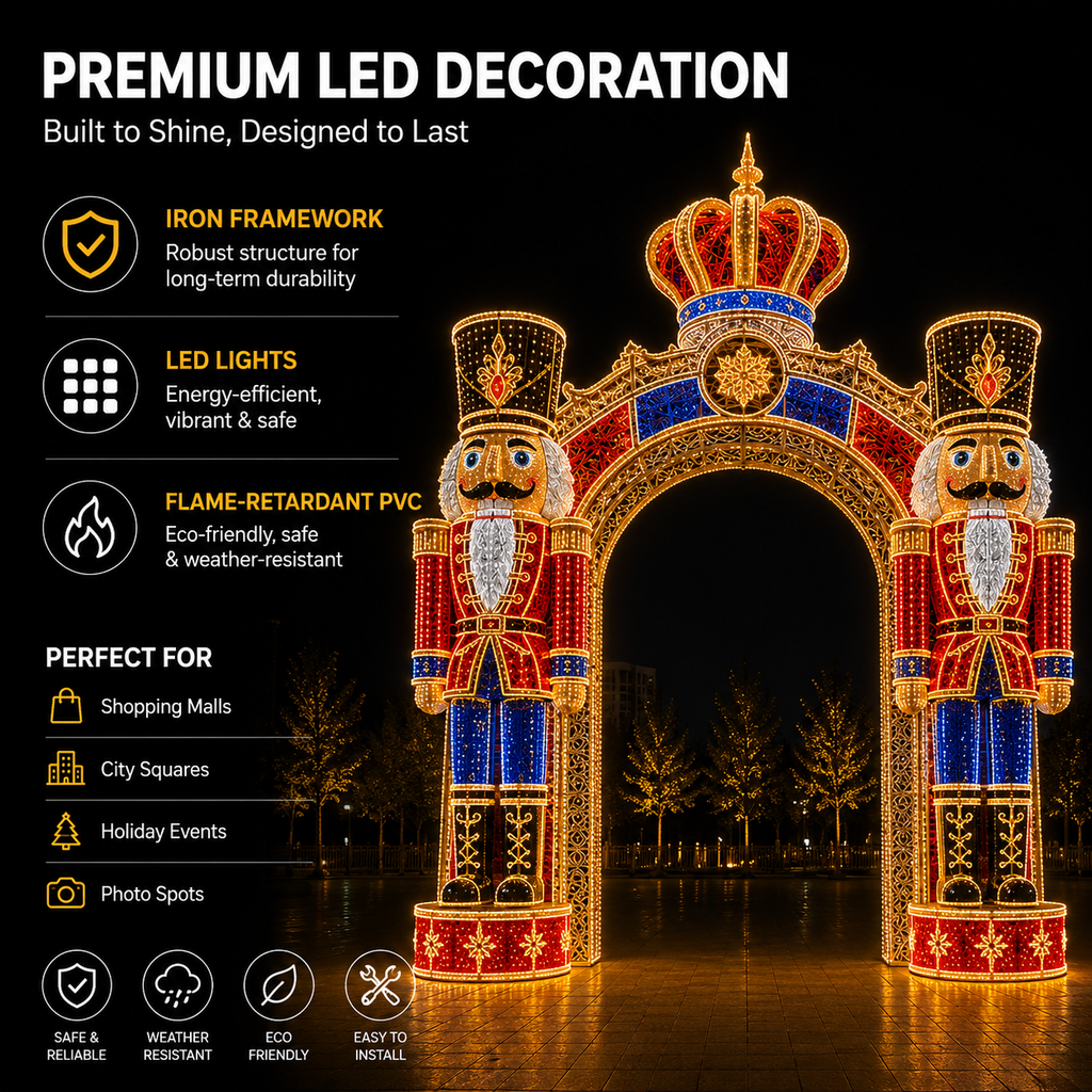 4m-6m (13ft-20ft) Commercial 3D LED Nutcracker Soldier Arch Light