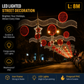 Commercial Holiday Lighting Solutions Giant LED Cross-Street Motif | Premium 8-Meter Festive Bauble Canopy Sky Festival Over-the-Road Architectural Garland Illumination