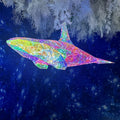 Modern Iridescent Geometric 3D LED Dolphin, Shark & Manta Ray Ocean Motif Lights - Commercial Holiday Lighting Solutions for Luxury Malls, Aquariums & Maritime Exhibits