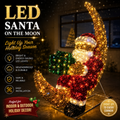 Commercial Holiday Lighting Solutions 3D LED Santa Claus on Crescent Moon | Premium Outdoor Festive Motif Display