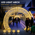 Commercial Holiday Lighting Solutions Walk-Through 3D LED Tunnel Arch | Premium Golden Circular Promenade Light Canopy Landmark