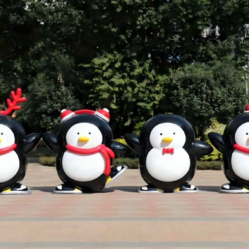 Amazing Life-Size Fiberglass Penguin Statue & Winter Mascot Sculptures - Commercial Holiday Landscape Decoration for Shopping Malls, Plazas & Aquariums