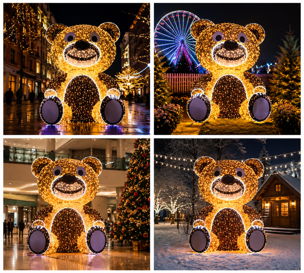 Commercial Christmas LED Motif Light - Heavy-Duty Iron Frame and Fireproof PVC Holiday Display for Urban Landscape Projects