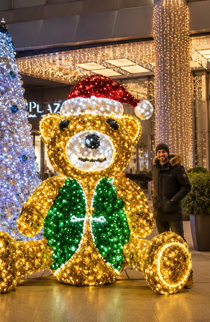 CommercialHolidayLightingSolutions 3D LED Christmas Bear | Large Festive Motif Light Display
