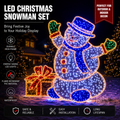 CommercialHoliday Lighting Solutions 2D LED Waving Snowman with Gift Box | Large Festive Motif Display