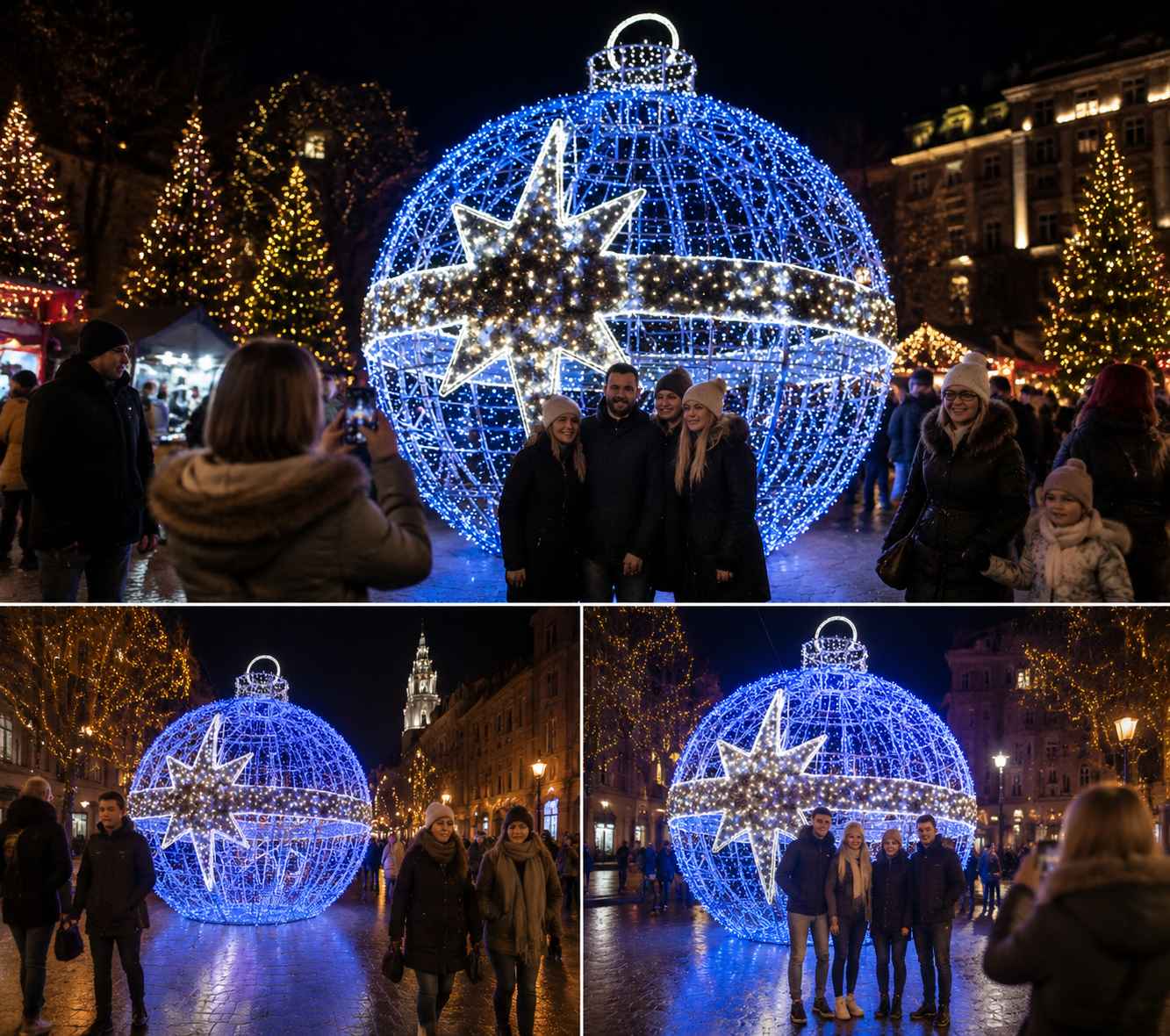Commercial Holiday Lighting Solutions 3D LED Giant Bauble Ornament | Premium Outdoor Sphere Motif Landmark