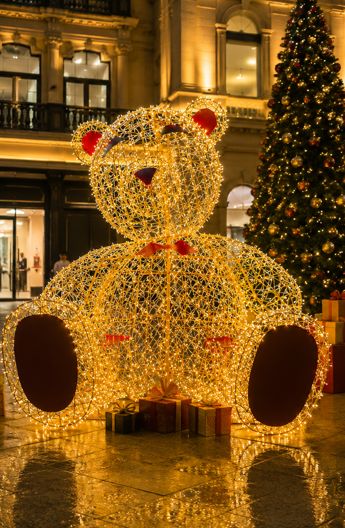 Commercial Holiday LightingSolutions Walk-In 3D LED Giant Bear | Hollow Starlight Photo Op Display