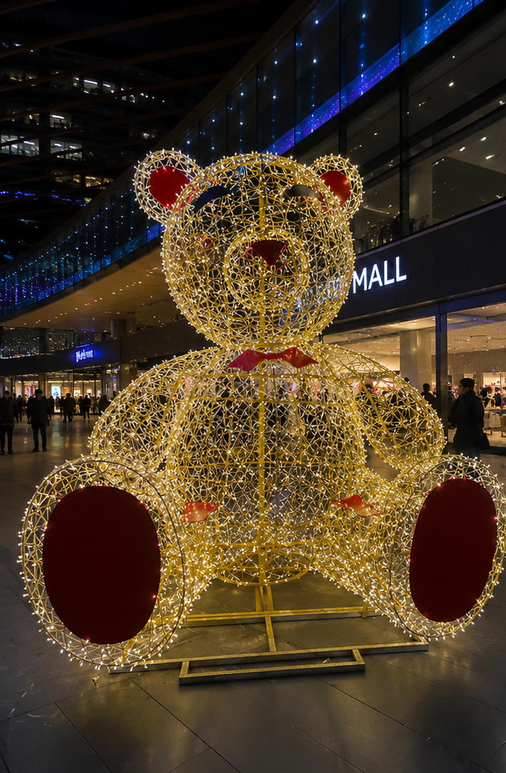 Commercial Holiday LightingSolutions Walk-In 3D LED Giant Bear | Hollow Starlight Photo Op Display