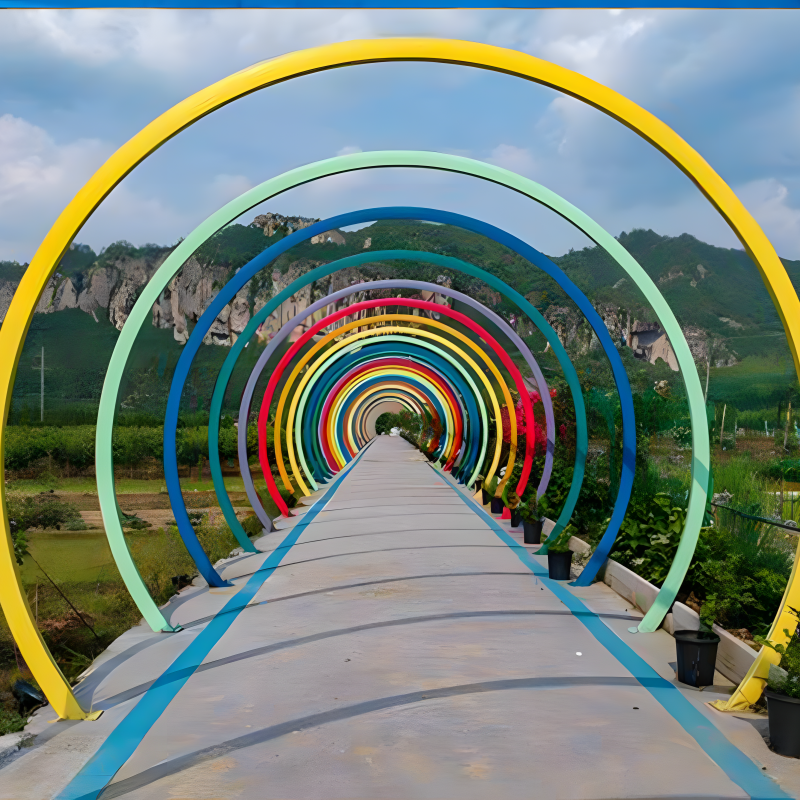 Custom Multi-Function LED Arch Tunnel Lights - IP65 Outdoor Waterproof Multi-Color Geometric Rainbow & Heart Archways for Events, Festivals, and Plazas