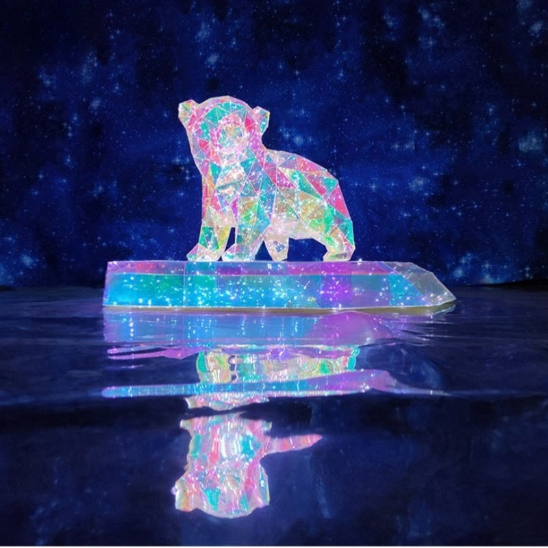Modern Iridescent Geometric 3D LED Polar Bear & Iceberg Winter Theme Motif Lights - Commercial Holiday Lighting Solutions for Shopping Malls, Theme Parks, Christmas Plazas & Winter Landscapes