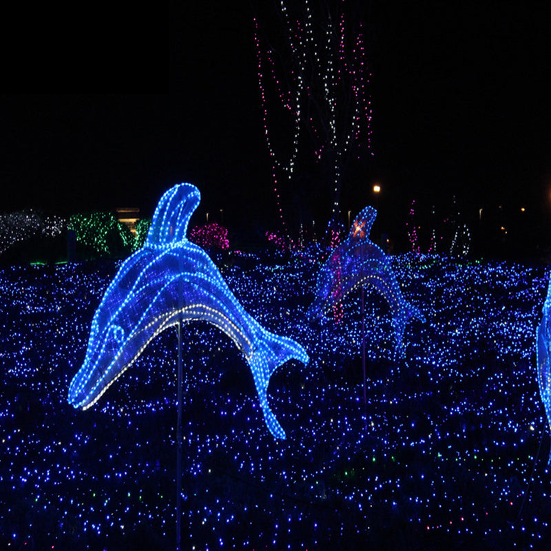 Grand Ocean Theme LED Motif Lights - Waterproof Outdoor 3D Whale, Dolphin, and Festival Galleon Ship Displays for Street & Park Attractions