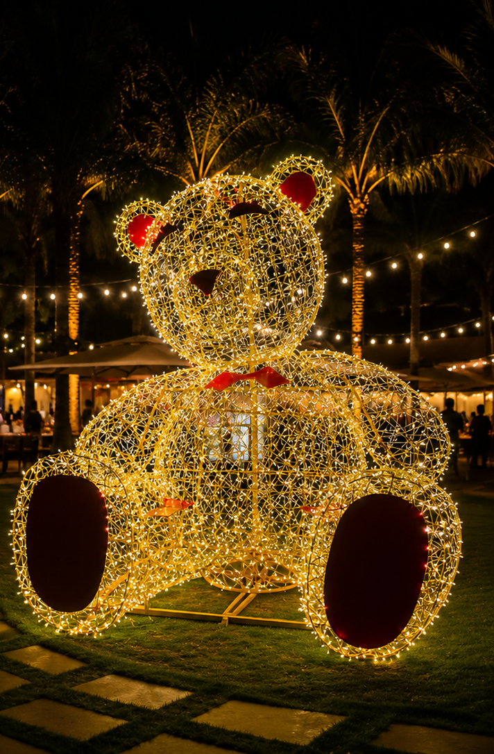Commercial Holiday LightingSolutions Walk-In 3D LED Giant Bear | Hollow Starlight Photo Op Display