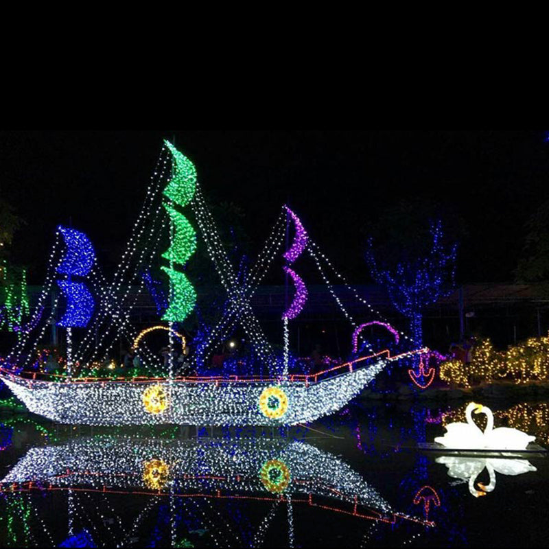 Grand Ocean Theme LED Motif Lights - Waterproof Outdoor 3D Whale, Dolphin, and Festival Galleon Ship Displays for Street & Park Attractions