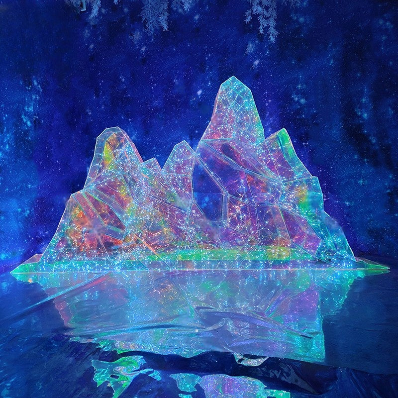 Modern Iridescent Geometric 3D LED Polar Bear & Iceberg Winter Theme Motif Lights - Commercial Holiday Lighting Solutions for Shopping Malls, Theme Parks, Christmas Plazas & Winter Landscapes