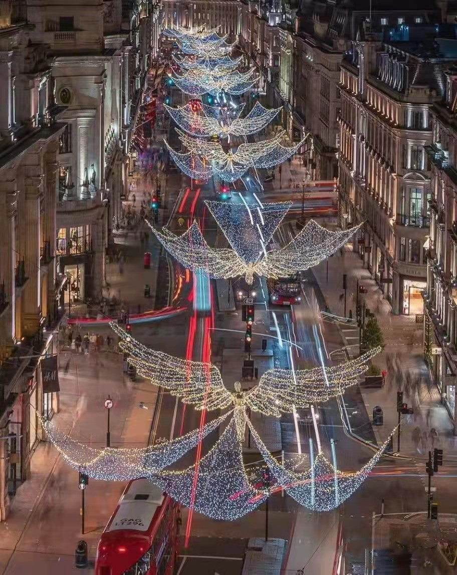 Grand Christmas Angel Silk Lantern Sculpture - Large 3D Festive Light Show Art Display for Commercial Streets, Festivals, and Theme Parks