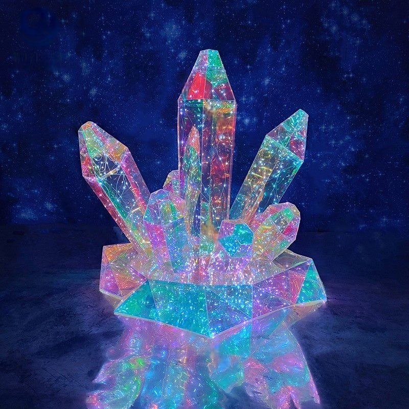 Modern Iridescent Geometric 3D LED Polar Bear & Iceberg Winter Theme Motif Lights - Commercial Holiday Lighting Solutions for Shopping Malls, Theme Parks, Christmas Plazas & Winter Landscapes