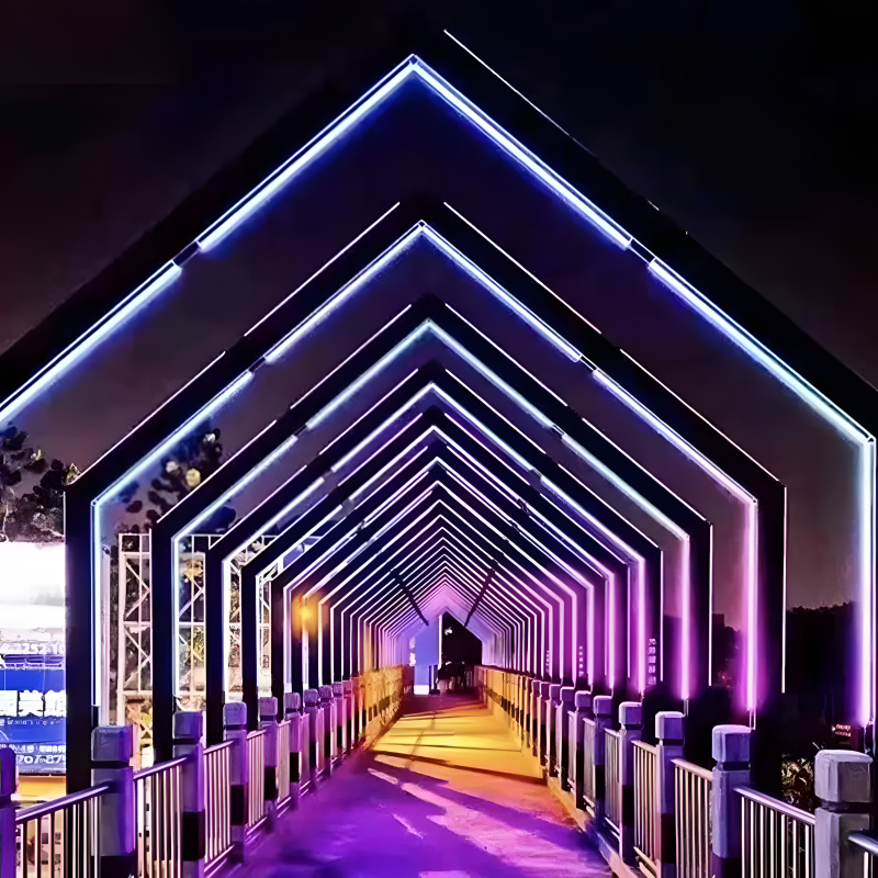 Custom Multi-Function LED Arch Tunnel Lights - IP65 Outdoor Waterproof Multi-Color Geometric Rainbow & Heart Archways for Events, Festivals, and Plazas