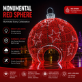 Commercial Holiday Lighting Solutions Walk-Through 3D LED Red Sphere Ornament | Premium Giant Festive Star Bauble Landmark