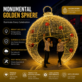 Commercial Holiday Lighting Solutions Walk-Through 3D LED Golden Sphere Ornament | Premium Giant Festive Bauble Landmark