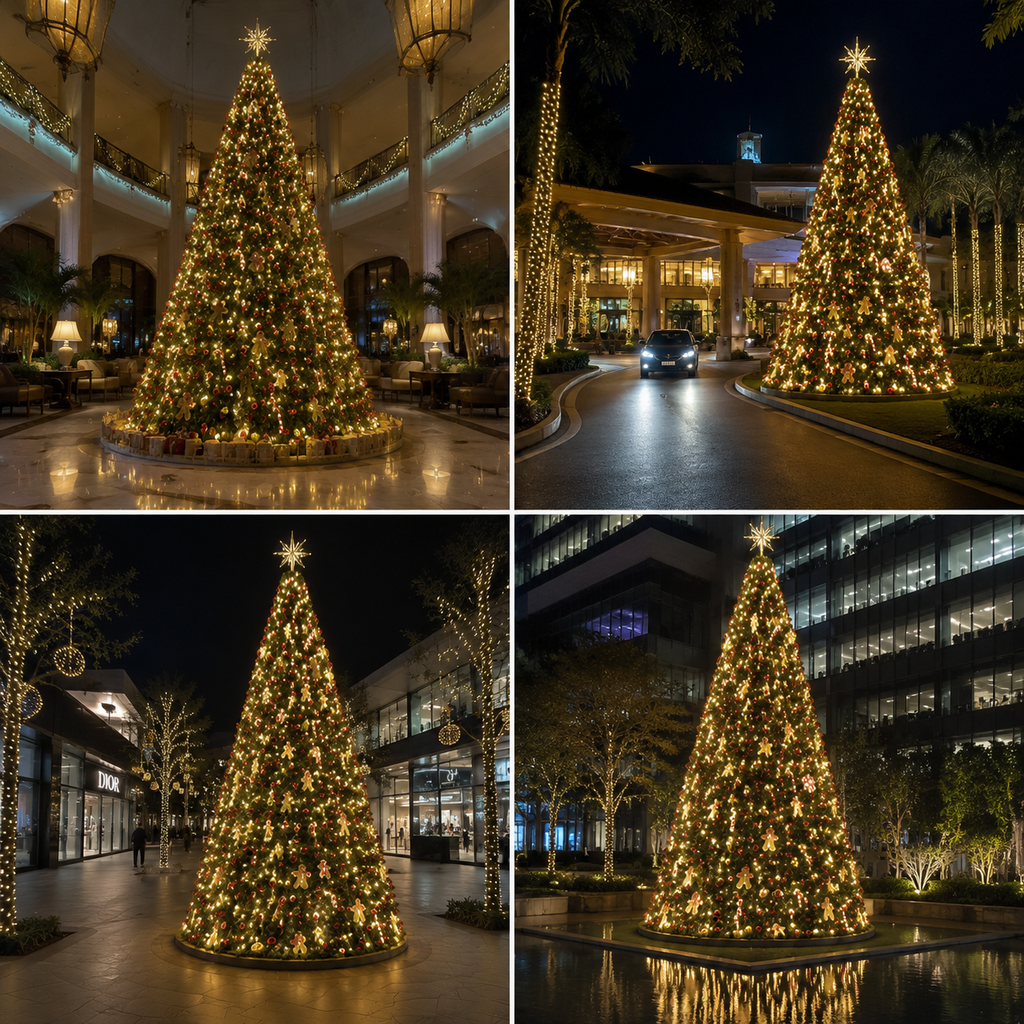 Programmable New Year Christmas Decoration Attractive Artificial 6m 10m 15m Giant PVC Illuminated Christmas Tree