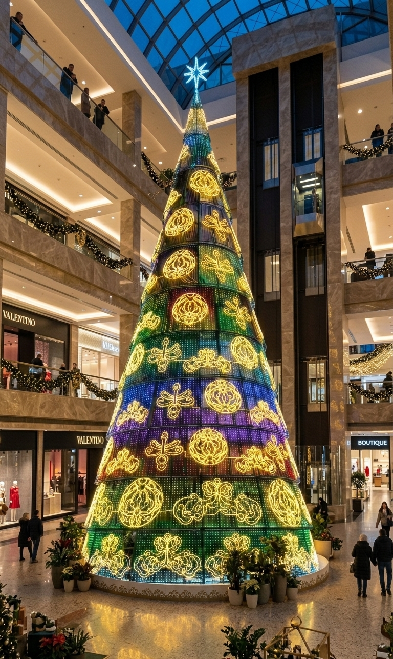Commercial Holiday Lighting Solutions | Giant Outdoor LED Christmas Tree | 6m-15m Large Pre-Lit Christmas Tree for Shopping Malls, City Decorations, Theme Parks & Holiday Events | Factory Direct