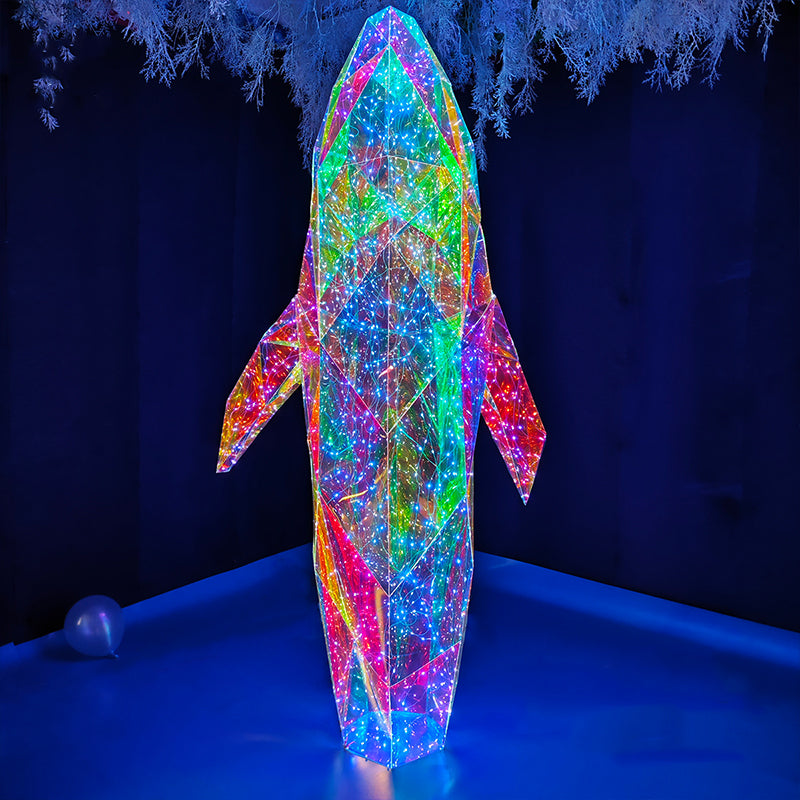 Modern Iridescent Geometric 3D LED Jellyfish & Whale Tail Ocean Theme Motif Lights - Commercial Holiday Lighting Solutions for Shopping Mall Windows, Theme Parks, Aquariums & Garden Displays