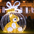 Christmas 3D Giant Teddy Bear Bauble Motif Light - Walk-in Holiday Ornament Sculpture with Iron Frame and Fireproof PVC for Parks and Malls
